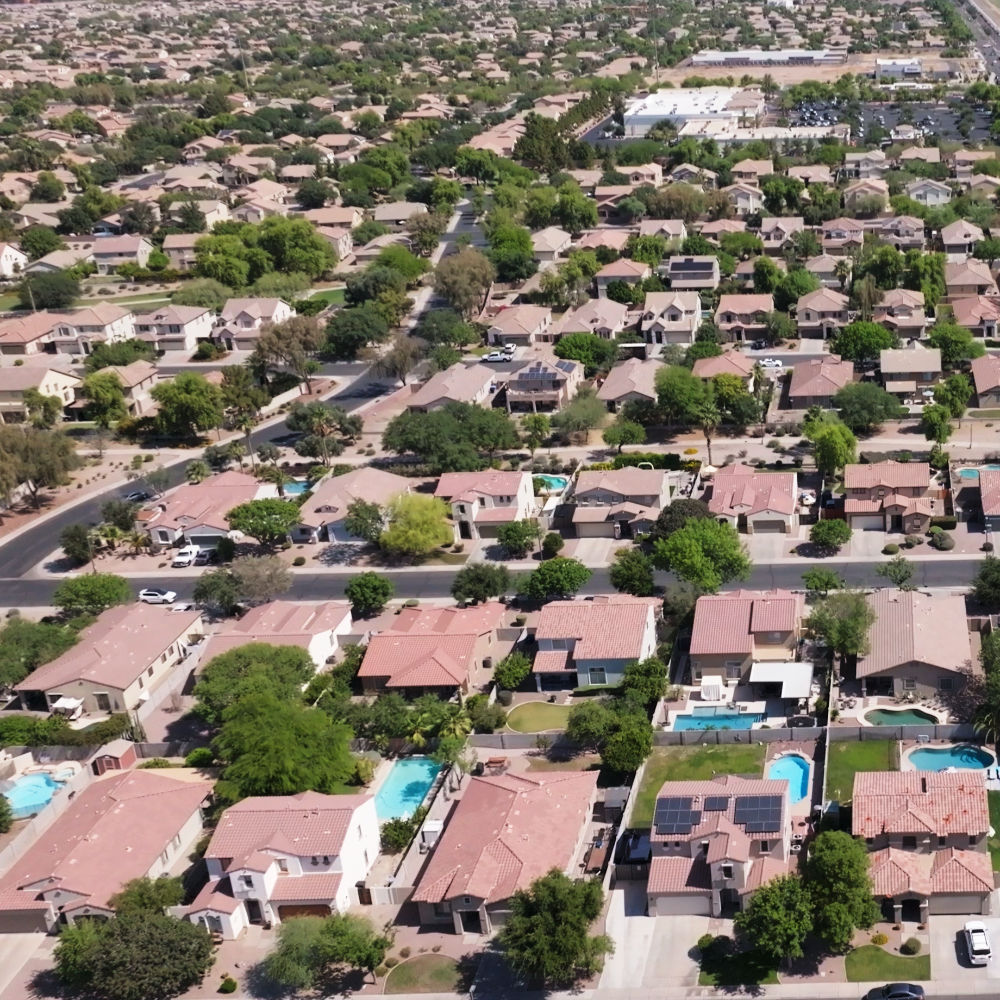 Arizona suburban neighborhood with tile roofs