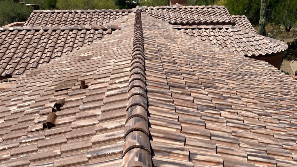 New clay tile roof on Southwest style Arizona home